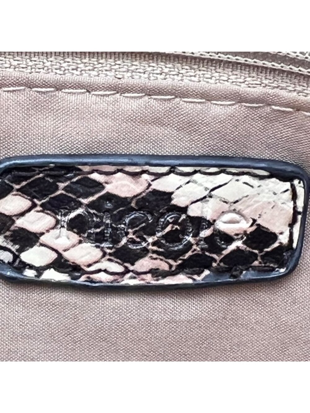 Nicole By Nicole Miller Snakeskin Print Crossbody Bag Chain Strap Zips & Snaps - Picture 8 of 12